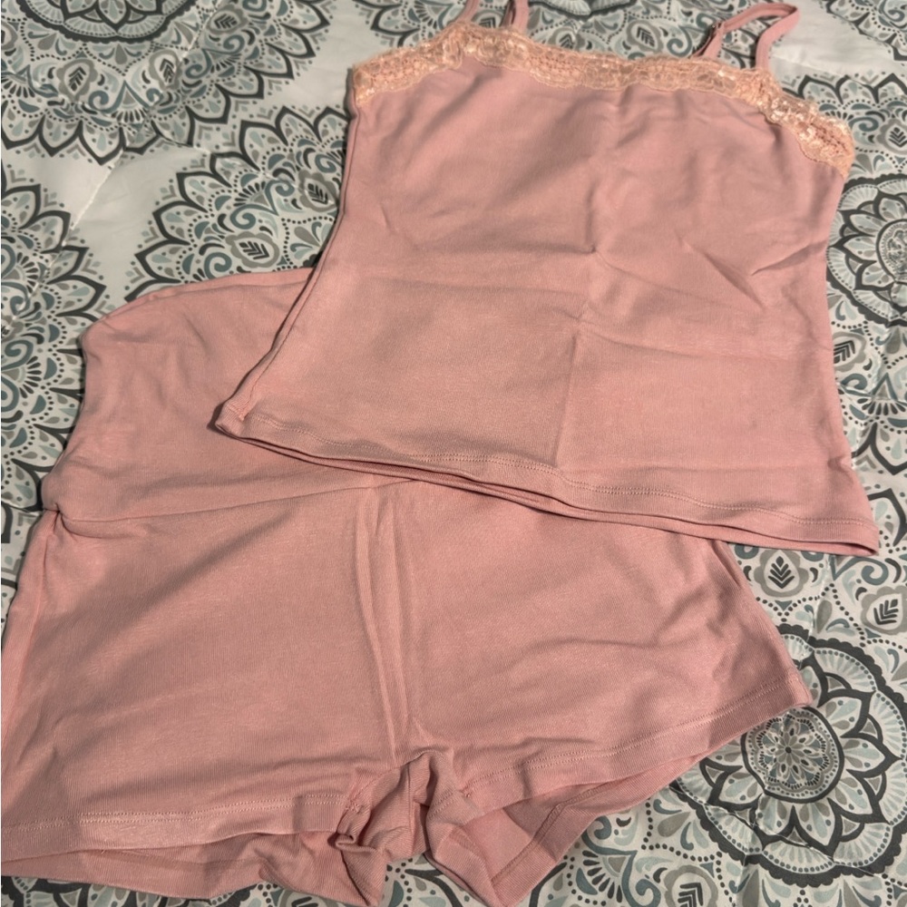 Women's Pink Lace-Trim Camisole & Short Sleep Set Size S NEW